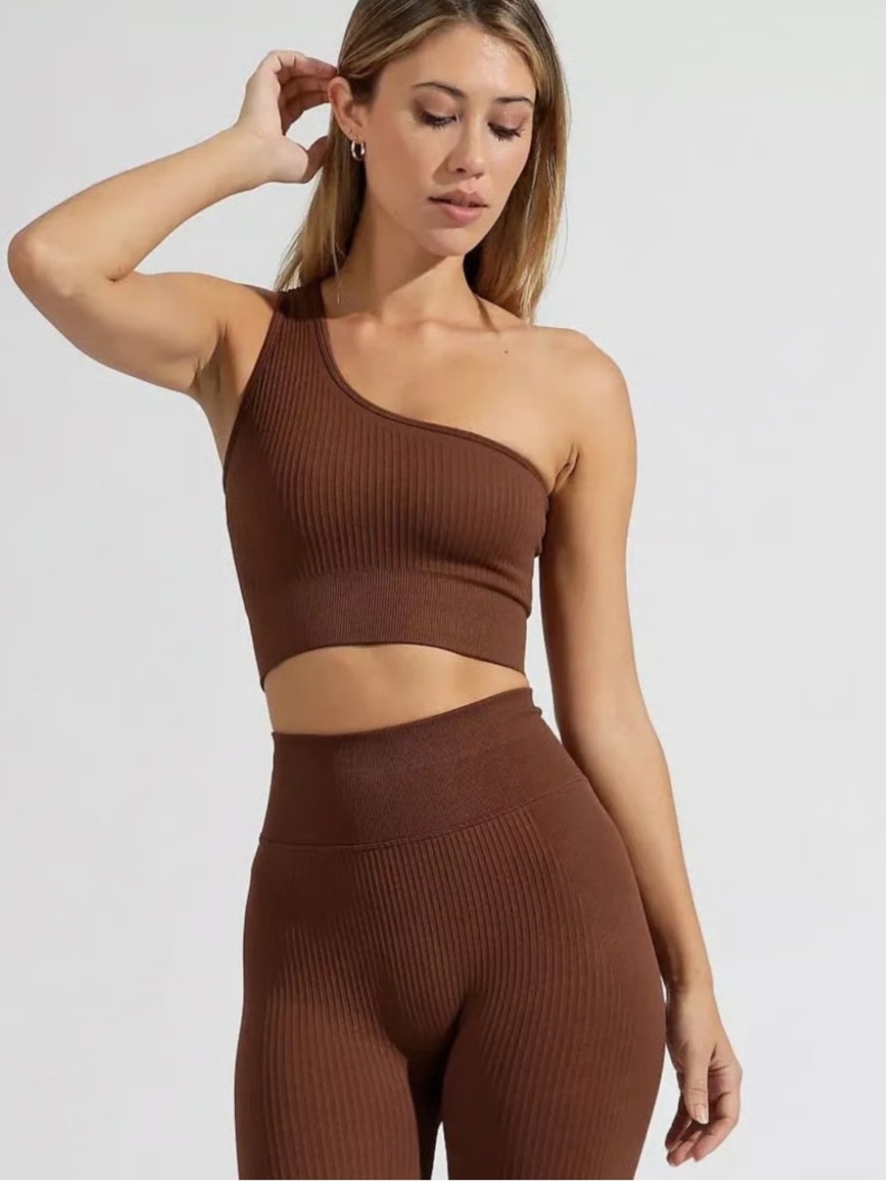 Buffbunny Ribbed Seamless Mocha Set - S